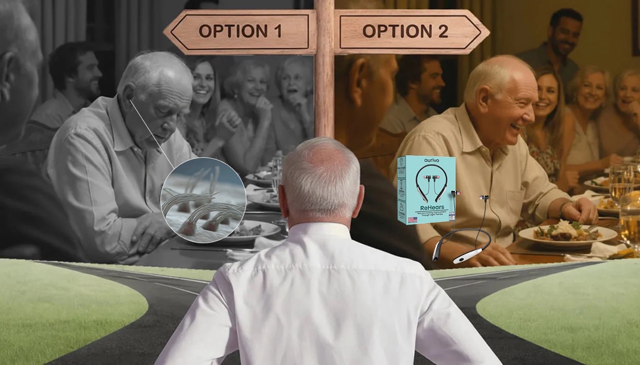 A senior choosing between isolation and reconnecting with family using ReHears